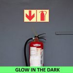 Arrow Down With Fire Extinguisher Photoluminescent Sign