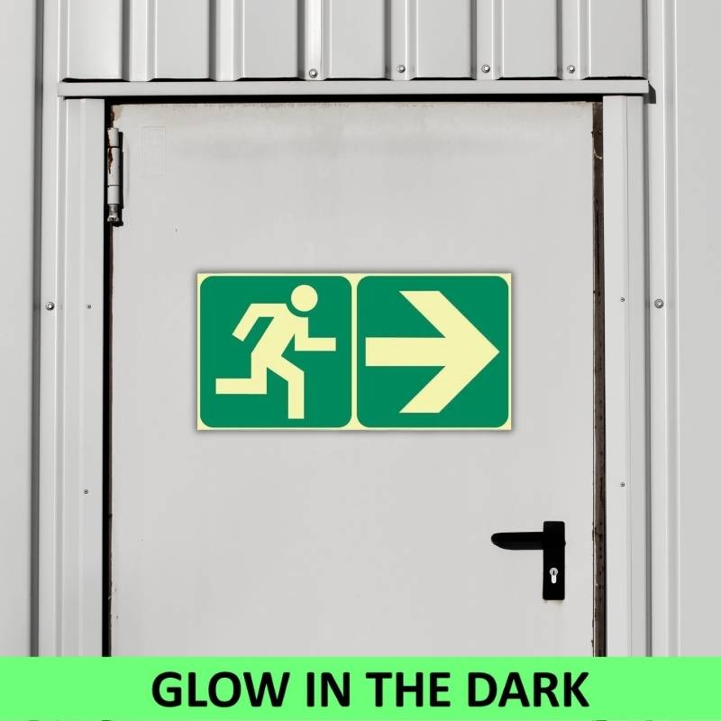 SABS Running man with arrow right photoluminescent (glow in the dark) sign (E1)