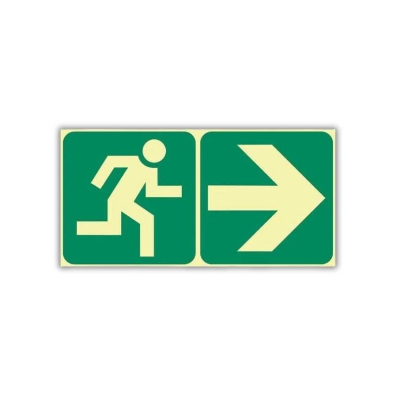 SABS Running man with arrow right photoluminescent (glow in the dark) sign (E1)