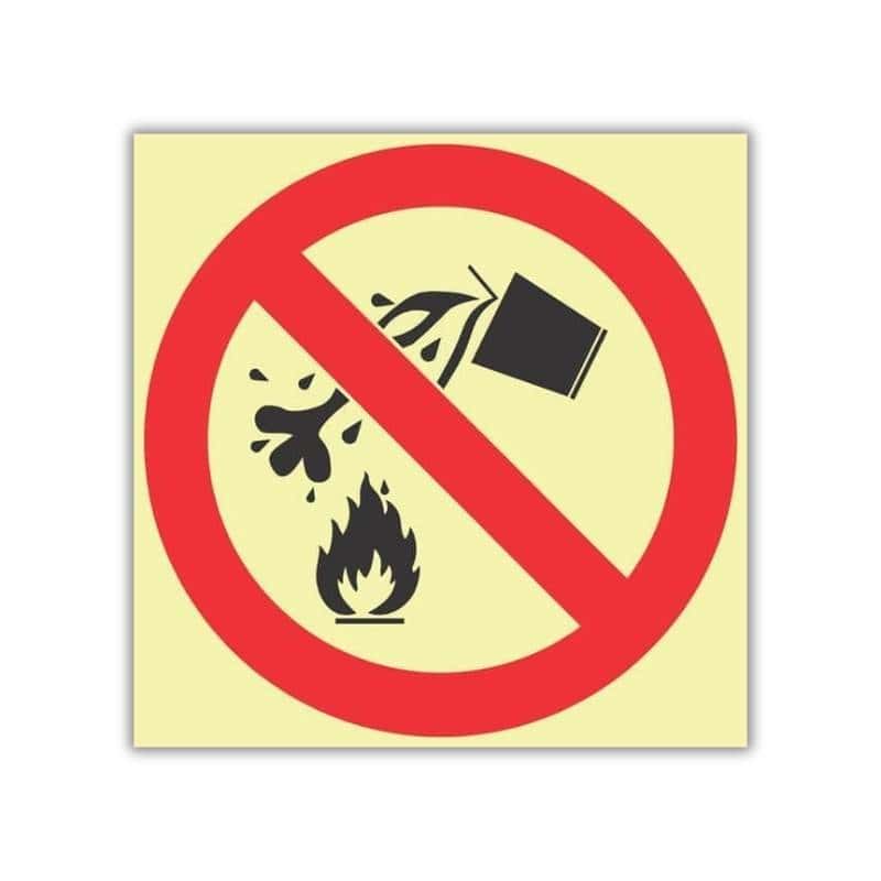 Water Prohibited As Extinguishing Agent Photoluminescent Sign
