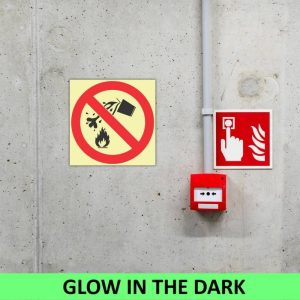 SABS Water Prohibited As Extinguishing Agent photoluminescent (glow in the dark) safety sign (F25)
