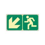 SABS diagonal down Left and running man photoluminescent (E14)