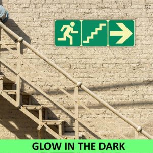 SABS running man, stairs up and arrow right photoluminescent safety sign (E18)