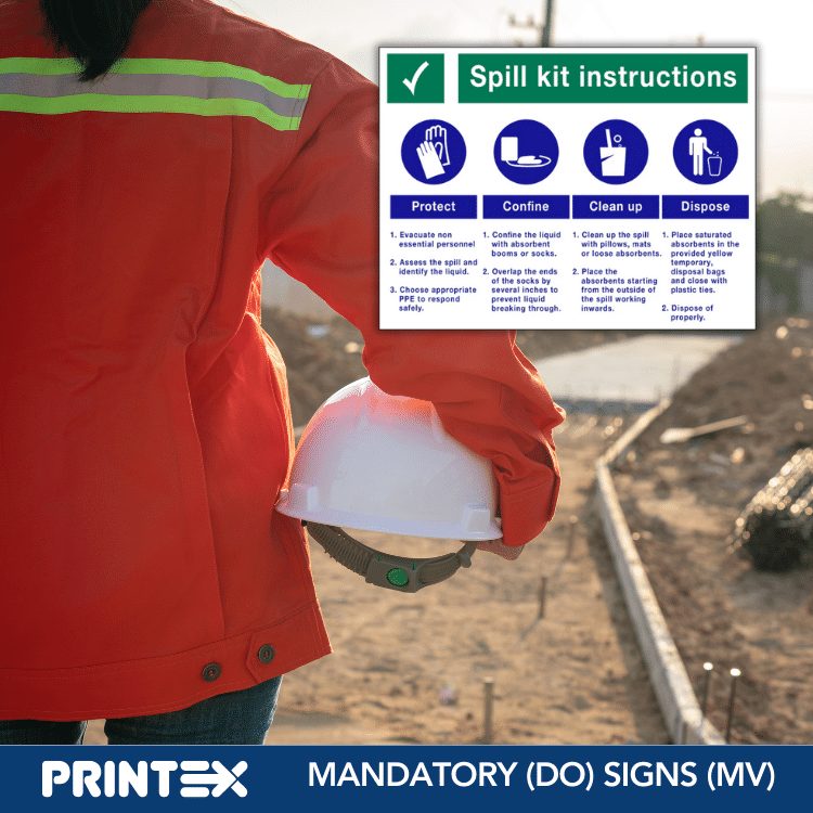 SPILL KIT INSTRUCTIONS SAFETY SIGN (SPK01)