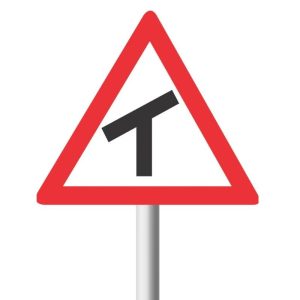 Skew T-Junction (Left) Road Sign (W106)