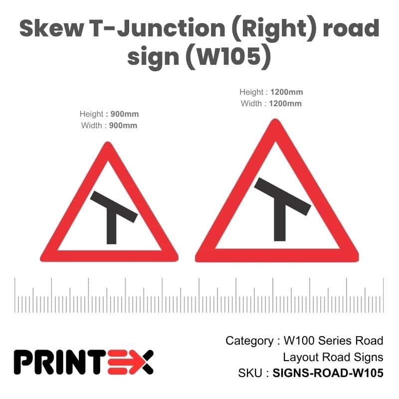 Skew T-Junction (Right) Road Sign (W105)