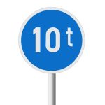 Vehicles Exceeding Mass Only road sign (R102)