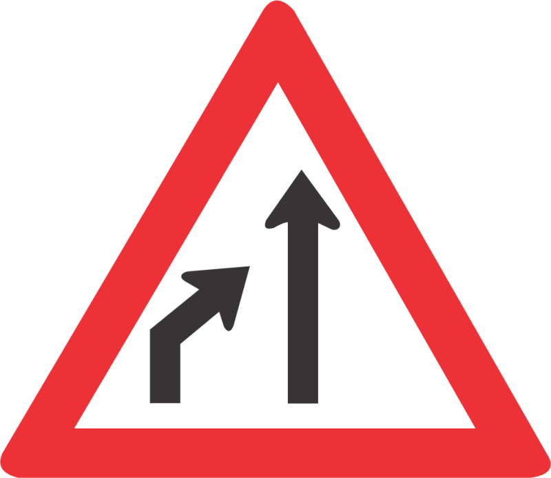 LEFT LANE ENDS ROAD SIGN (W215)