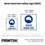 Wear Hard Hat Safety Sign (M13)