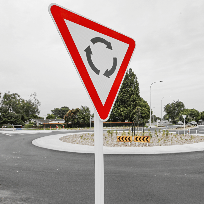Yield at Mini-Circle Traffic Sign