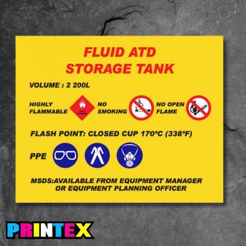 Fluid ATD Storage Tank Sign | Printex