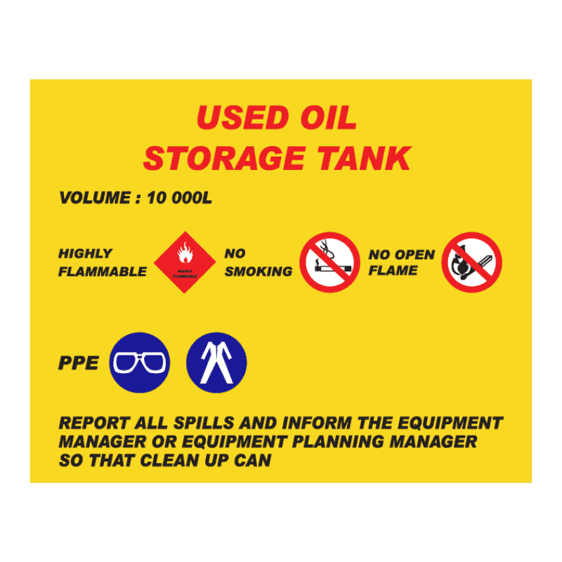 Used Oil Storage Tank Sign