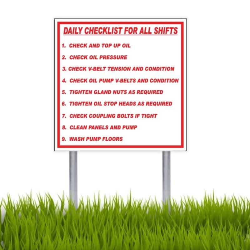 Daily Checklists For Shifts Sign