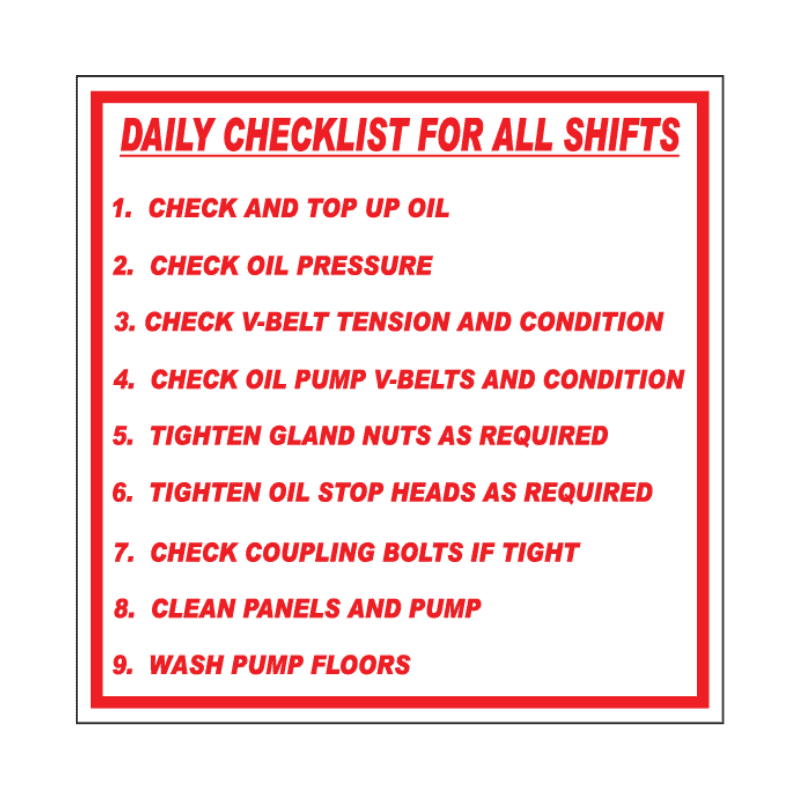 Daily Checklists For Shifts Sign