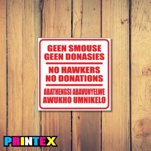 No Hawkers Business Sign