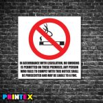 No Smoking Legislation Business Sign