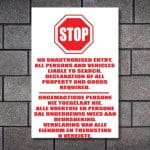Not Allowed Premises Sign