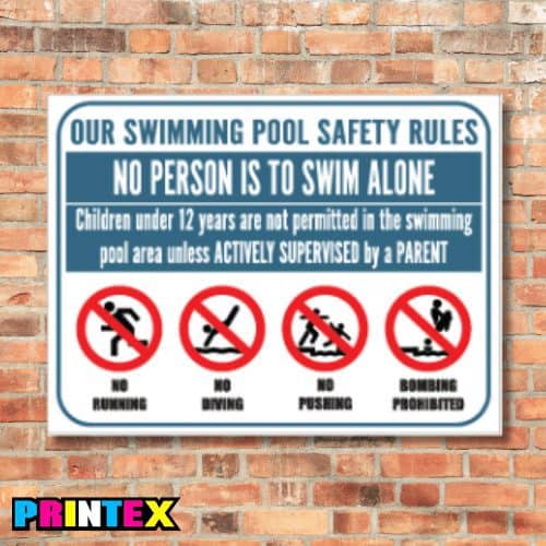 Pool Safety Rules Business Sign