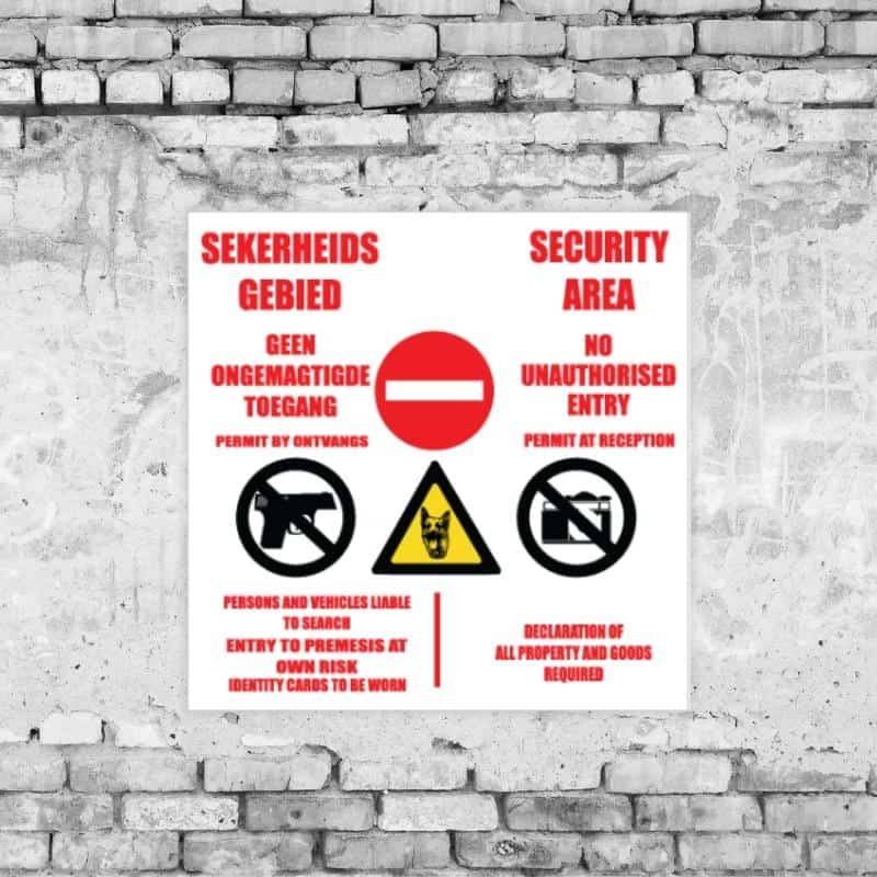 Security Area No Entry Sign