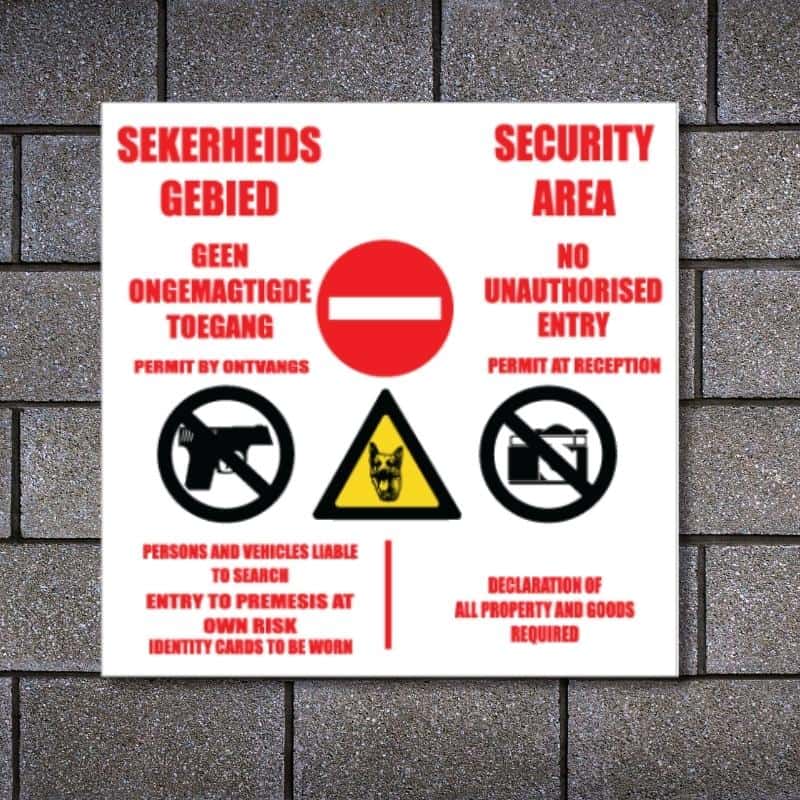 Security Area No Entry Sign