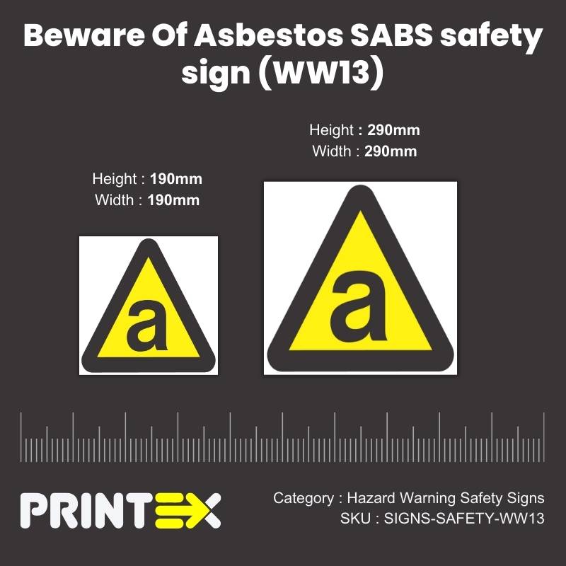Beware Of Asbestos SABS safety sign (WW13)