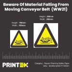 Beware Of Material Falling From Moving Conveyor Belt safety signs (WW21)