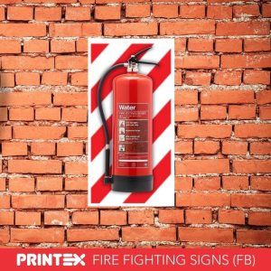 CHEVRON FIRE EXTINGUISHER BACKING BOARD SAFETY SIGN (FB21)