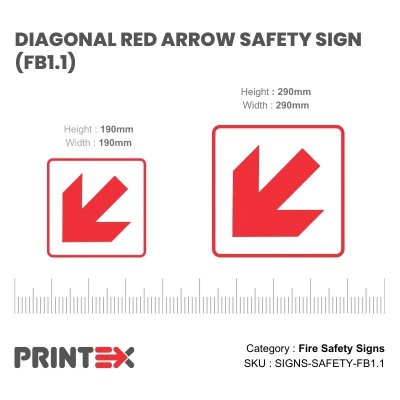 DIAGONAL RED ARROW SAFETY SIGN (FB1.1) (7)