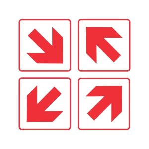 DIAGONAL RED ARROW SAFETY SIGN (FB1.1)
