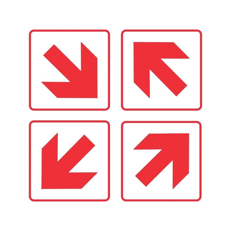 DIAGONAL RED ARROW SAFETY SIGN (FB1.1)
