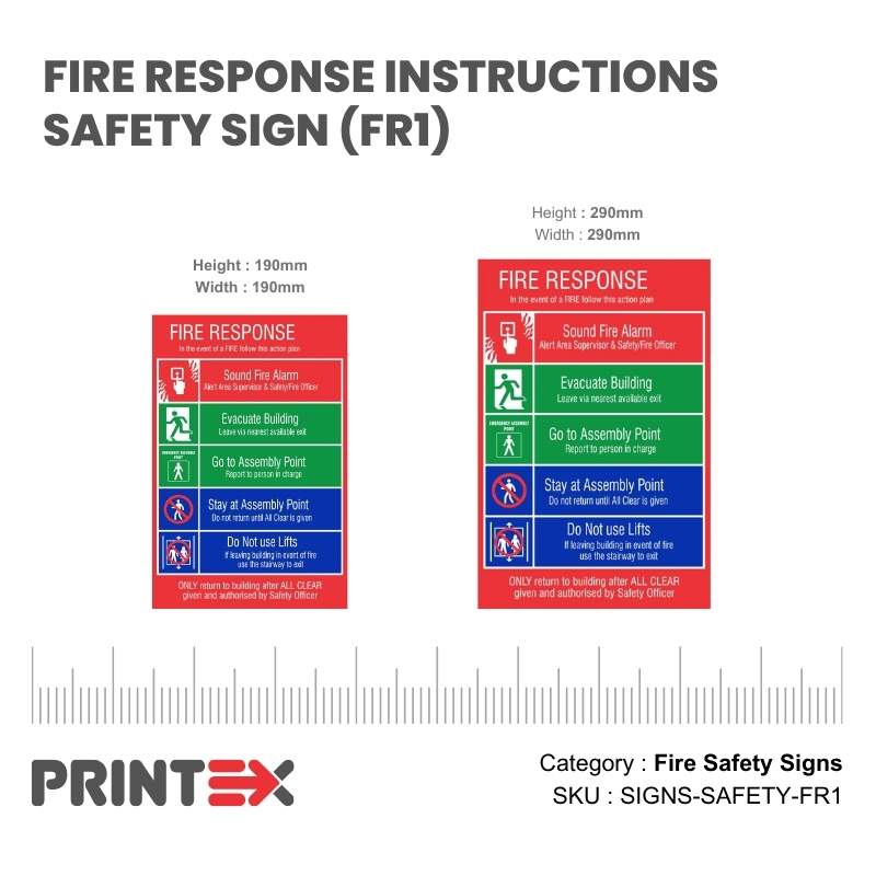 FIRE RESPONSE INSTRUCTIONS SAFETY SIGN (FR1) (2)