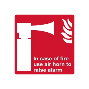 IN CASE OF FIRE USE AIR HORN TO RAISE ALARM SAFETY SIGN (FA13)