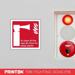 IN CASE OF FIRE USE AIR HORN TO RAISE ALARM SAFETY SIGN (FA13)