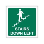 Stairs Going Down (Left) With Words Safety Sign (GA17A)
