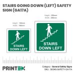 Stairs Going Down (Left) With Words Safety Sign (GA17A)