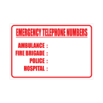 Emergency Phone Numbers Sign