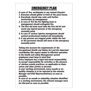 Emergency Plan Sign