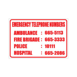 Emergency Telephone Numbers Sign