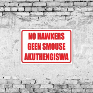No Hawkers Geen Smouse Sign