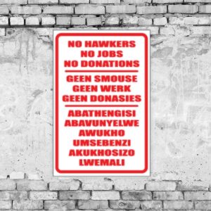 No Hawkers / Jobs / Donations Sign