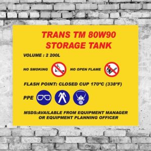 Trans TM 80W90 Storage Tank Sign