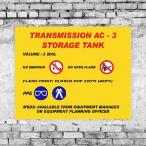 Transmission AC-3 Storage Tank Sign
