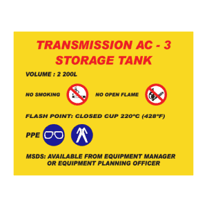 Transmission AC-3 Storage Tank Sign