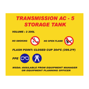 Transmission AC-5 Storage Tank Sign