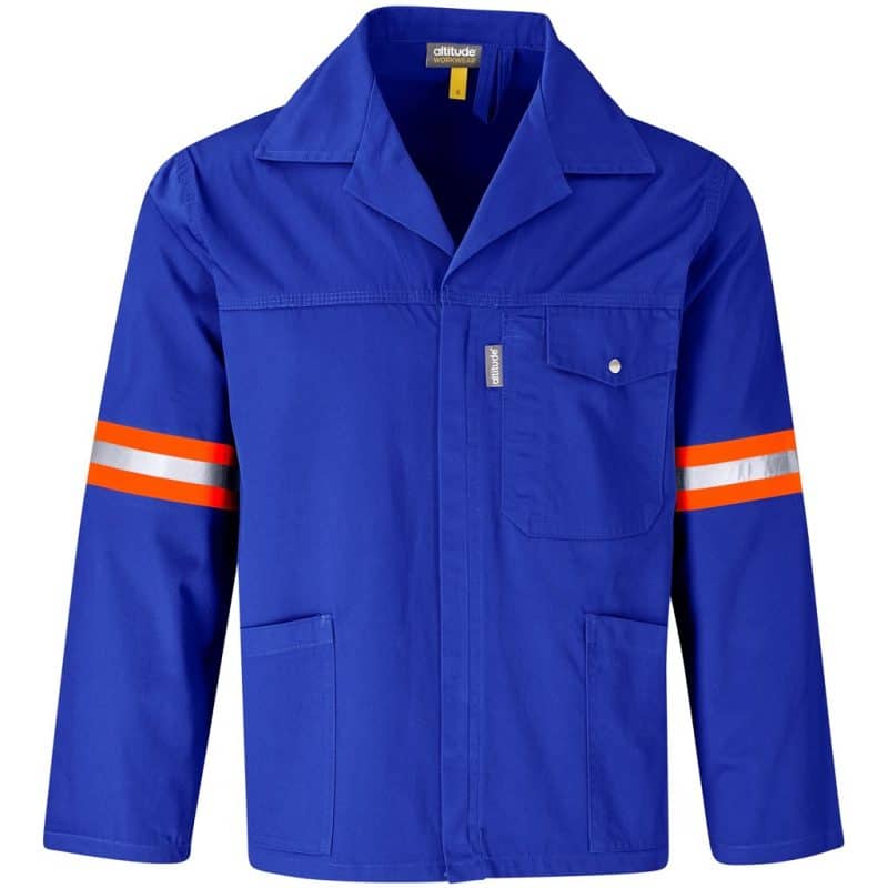 ROYAL BLUE Artisan Premium 100% Cotton Jacket - Reflective Arms & Back - Orange Tape