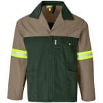KHAKI Site Premium Two-Tone Polycotton Jacket - Reflective Arms - Yellow Tape