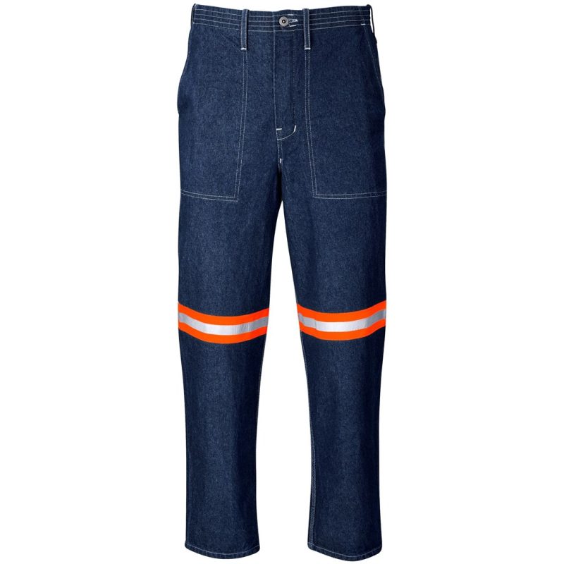 BLUE Cast Premium 100% Cotton Denim Pants - Reflective Legs - Orange Tape
