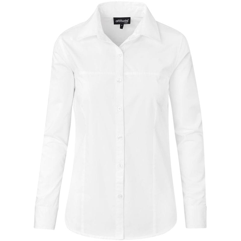 WHITE Ladies Long Sleeve Empire Shirt