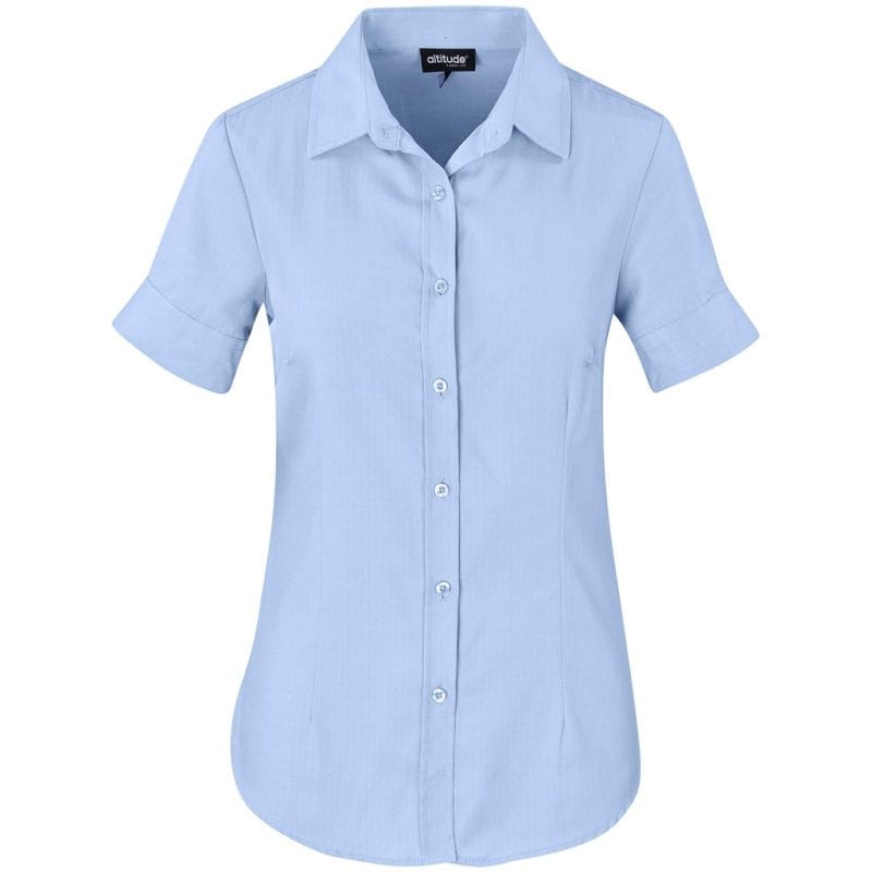 SKY BLUE Ladies Short Sleeve Nottingham Shirt