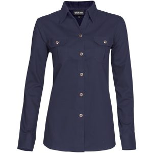 NAVY Ladies Long Sleeve Oryx Bush Shirt - Navy